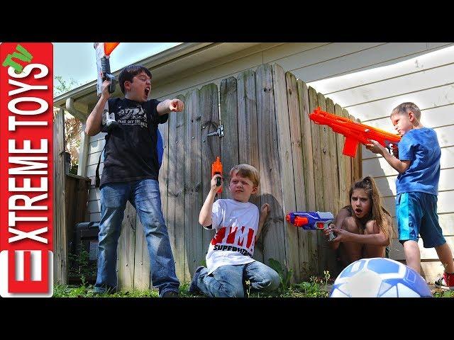 Soccer Ball Rescue! Nerf Battle With The Super Hero Kids!