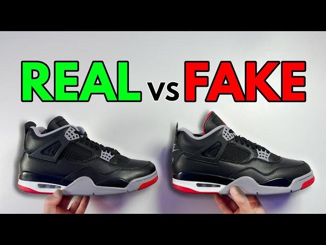 REAL VS FAKE! NIKE AIR JORDAN 4 BRED REIMAGINED SNEAKER COMPARISON!