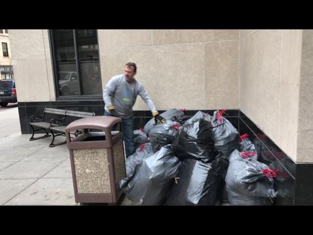 Erich Mische delivers garbage to city hall