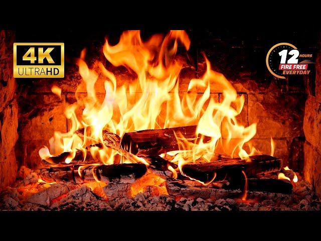  Beautiful Fireplace 4K! Relax Fireplace Burning with Golden flames. Halloween Fireplace Ambience.