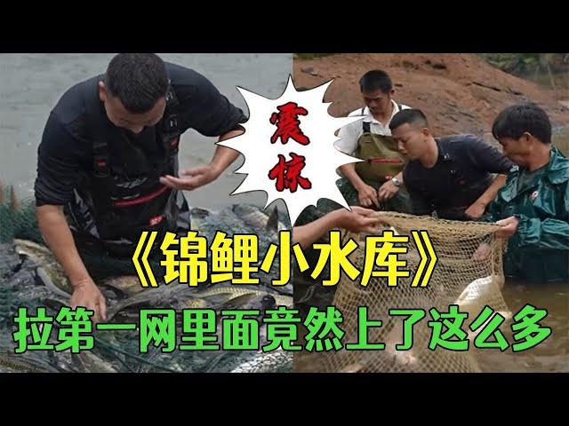 花18萬在36畝的水庫拉第壹網，裏面竟然上了這麽多魚#三農#護外#包塘#小飛哥#抓魚vlog