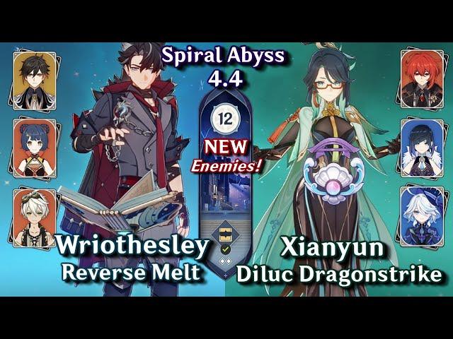 C0 Xianyun Diluc & C0 Wriothesley Melt | NEW Spiral Abyss 4.4 - Floor 12 9 Star | Genshin Impact 4.4