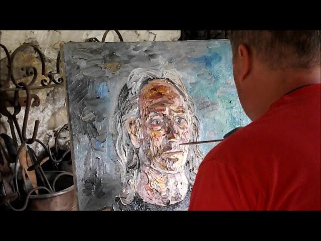 Художник Федор Помелов пишет портрет Жоэля, юг Франции, июнь 2012г. Фильм Марселя Ренвьера