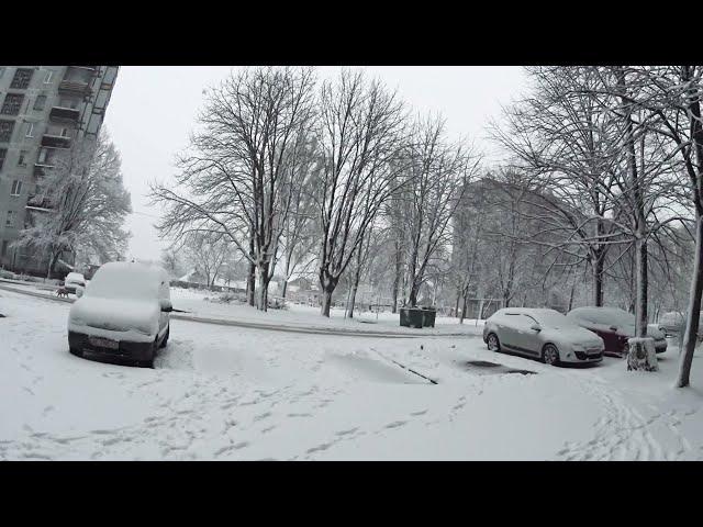 Реальная зима весной. Западный. Кайдакский мост. Движение с утра Днепр.