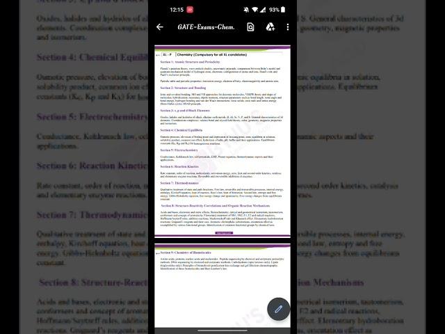 GATE 2023 CHEMISTRY SECONDARY SLOT SYLLABUS