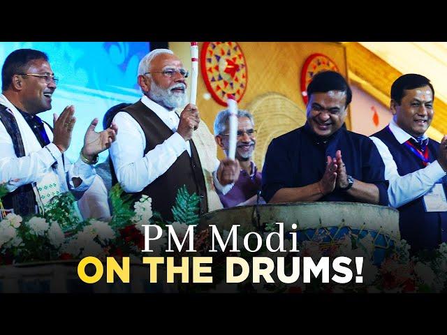 When PM Modi Took Over the Drums at Jhumoir Binandini in Assam – Must Watch!