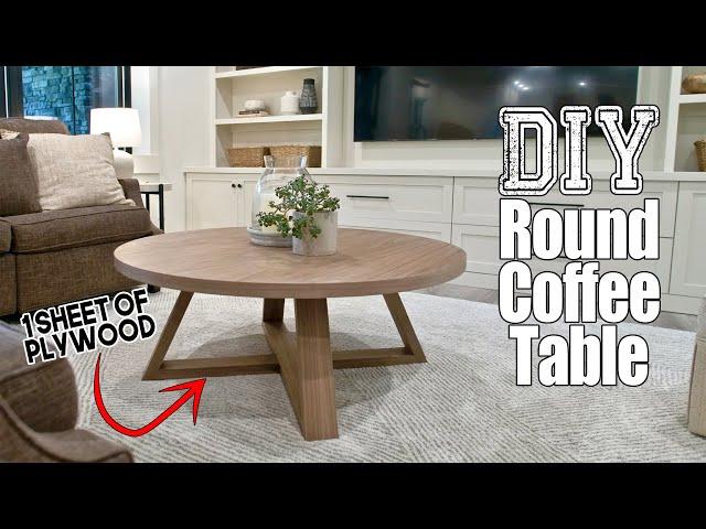 DIY Round Walnut Coffee Table from 1 SHEET of PLYWOOD [FREE PLANS]