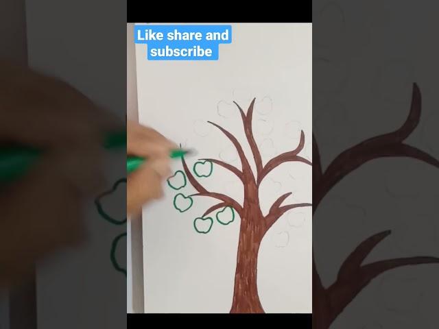 How to draw Varnamala tree for kids/how to tree easy/drawing of tree