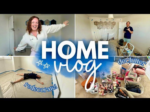 HOME VLOG!  SPARE ROOM MAKEOVER (Part 1)  declutter, prep, painting & redecorating the room! ️