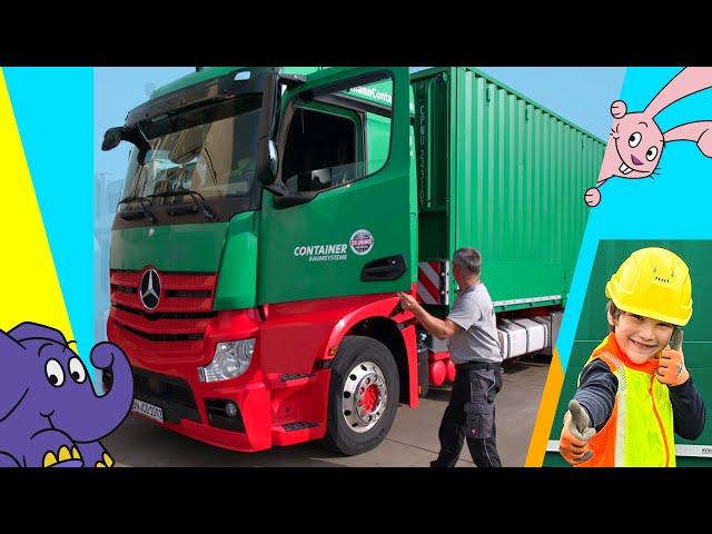 Moritz und die Maschinen - LKW mit Ladekran: Wie werden Container abgeladen? | Der Elefant | WDR