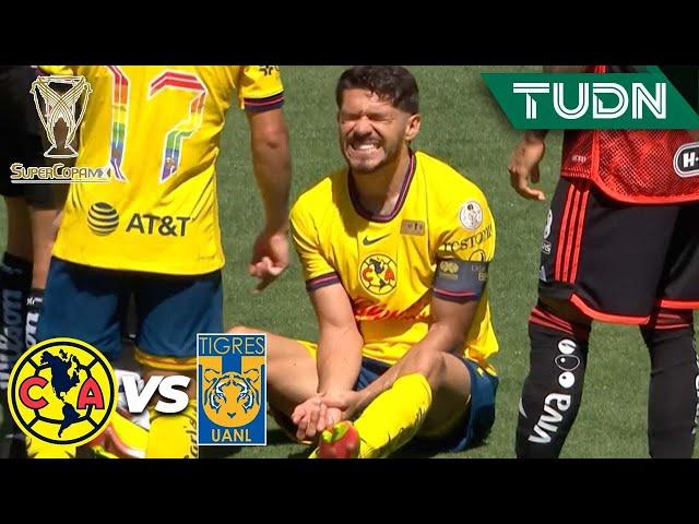 ¡UN SUSTO! Le acomodan el codo a Henry y sigue jugando | América 0-1 Tigres |Super Copa MX 2024|TUDN