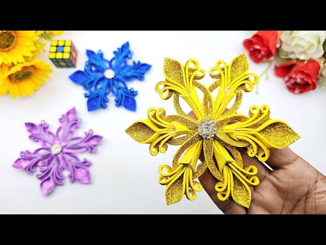 ️ Glitter Foam Snowflakes ️ DIY Christmas Ornaments Making With Foam Sheets