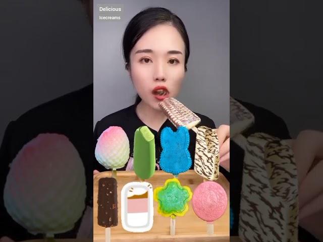 Eating Delicious Icecream pops ( 8 different flavours ) | #shorts #kawaiieatingasmr