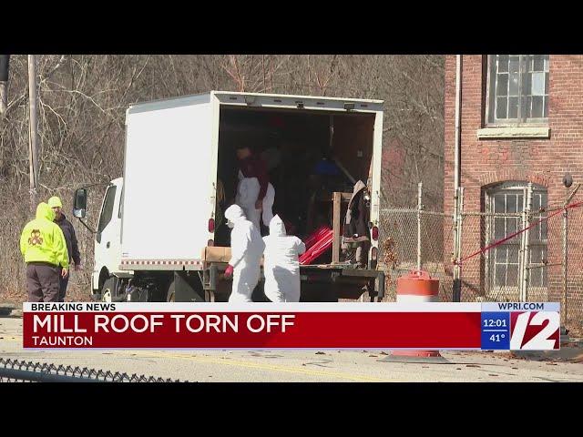 Heavy winds blow roof off Taunton mill