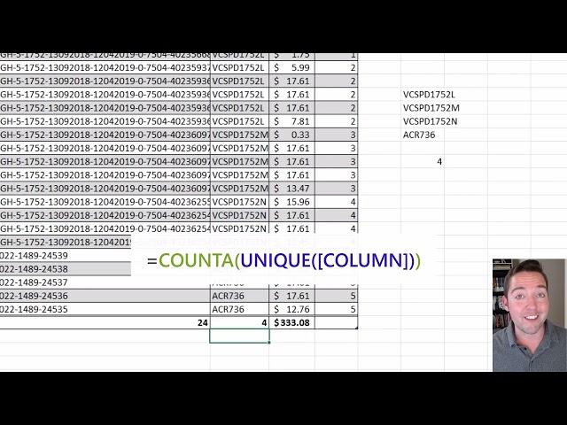 How to get a distinct count of unique values in Excel