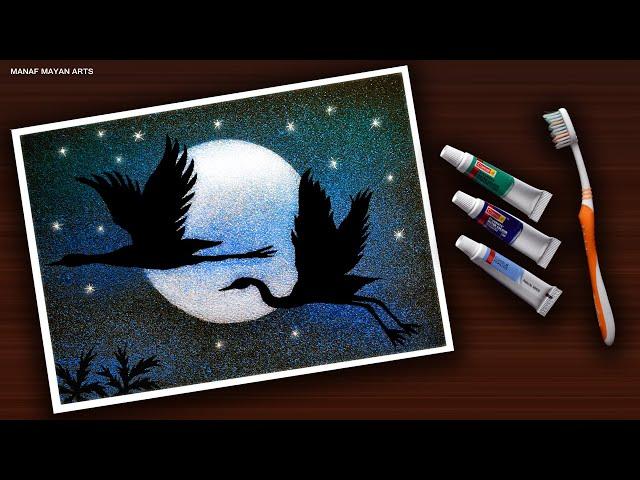 Easy Spray Painting for Beginners with Toothbrush & Water Color | step by step #157