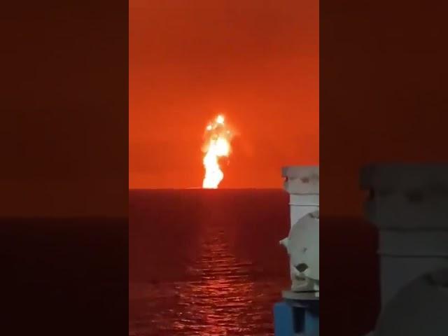 Azerbaijan oil and gas Explosion and fire - Umid gas field in Caspian Sea #Shorts