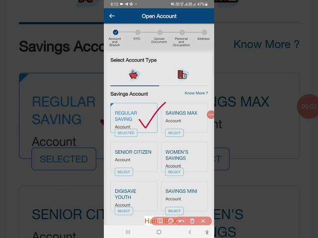 Regular Savings Account MAB, HDFC