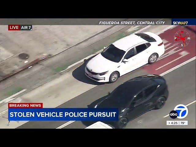 CHASE: LAPD officers chasing suspect in reported stolen vehicle through Los Angeles area