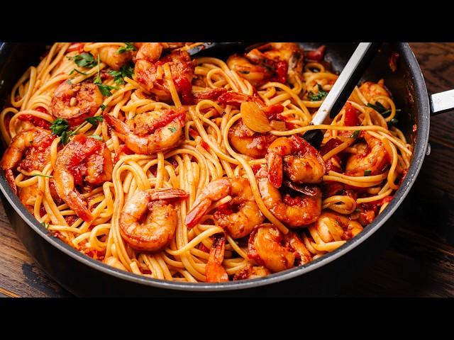 Shrimp and Linguine Fra Diavolo - The Easiest (and BEST) Seafood Pasta You'll Ever Make