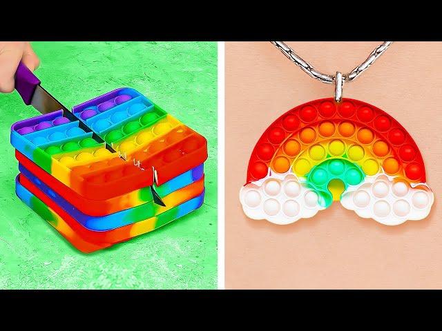 RAINBOW POP IT CRAFTS And DIY Ideas That Will Brighten Your Day || Mini Crafts And Balloon Hacks