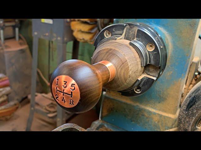 Woodturning a Gear Shift Knob, Copper and Walnut