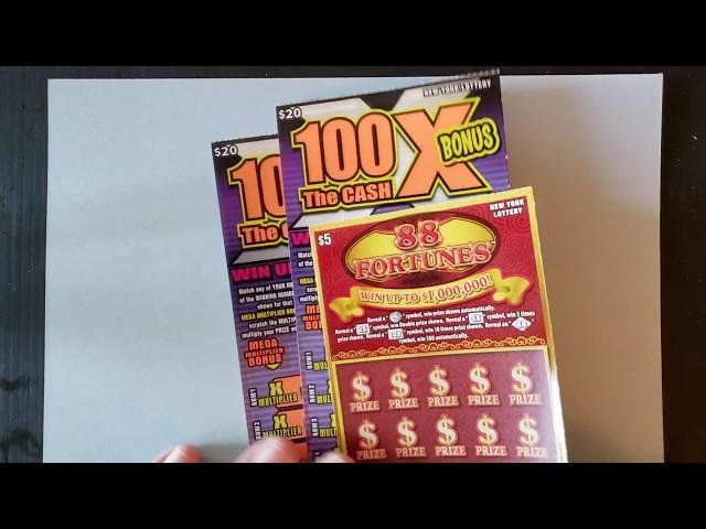 $45 SESSION NEW YORK LOTTERY INSTANT WIN SCRATCH OFF TICKET 88 FORTUNE 100X THE CASH BONUS