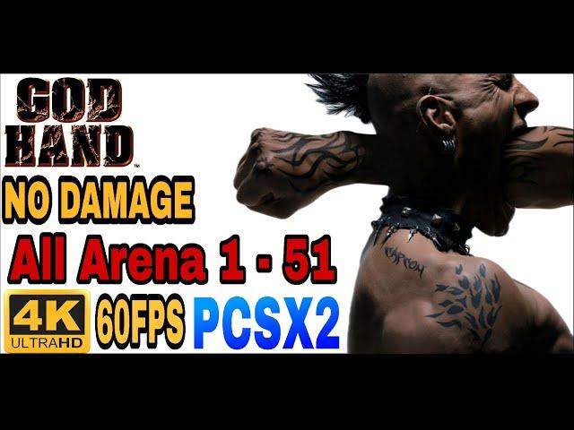 GOD HAND Fighting Ring All Arena 1-51 All Stages (Hard Mode) | No Damage | 4K 60FPS UHD PCSX2 {PS2}