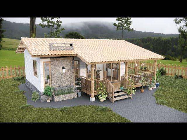 Most charming 21'x30' (6,5x9m) Small Cottage House | 2 Bedrooms Small House IDeas | Smart Plan