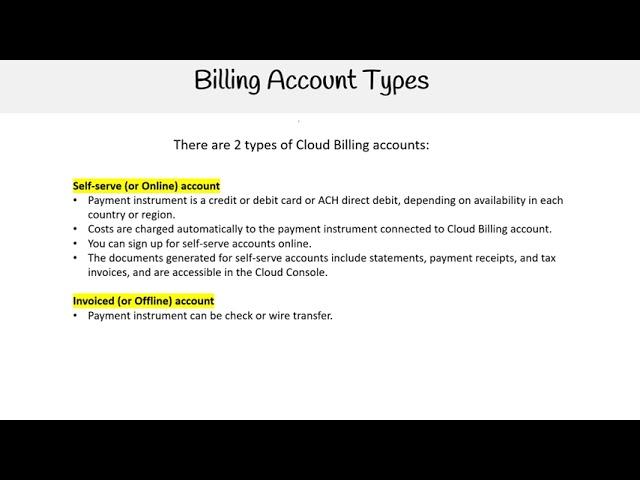 GCP — Billing and Payment types