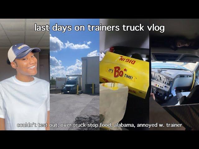 vlog | last days on truck, didn’t let me test out, annoyed w. trainer, over truck stop food | Werner