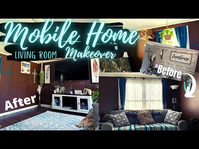 Mobile home living room makeover | Dark Aesthetic living room | Dark Western Boho style