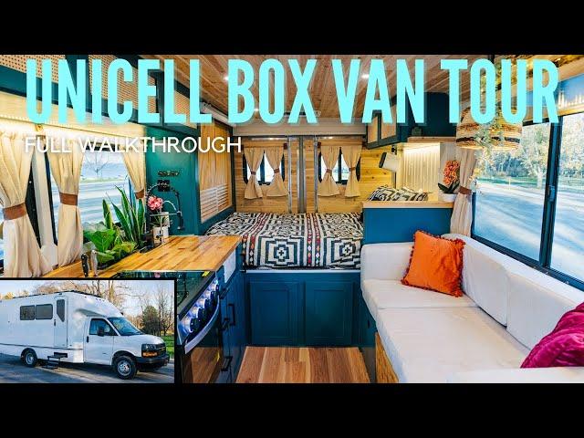 ASTONISHING Unicell Box Van Conversion Tour | Tile Bathroom, Heated Floors, HUGE Solar Capacity!