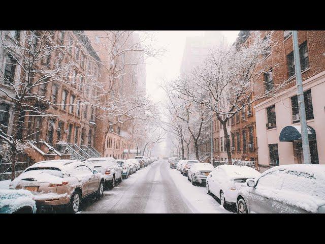 Walk in the snow in Grenoble, France, 4K