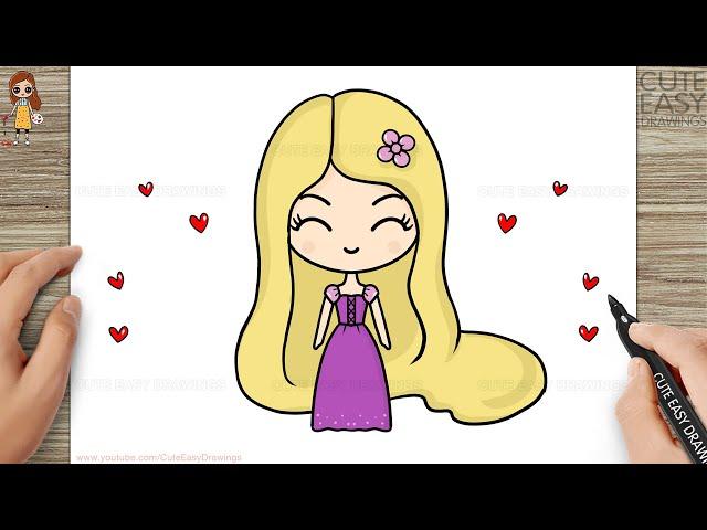 How to Draw Cute Rapunzel Easy || Disney Princess Drawing Easy Step by Step