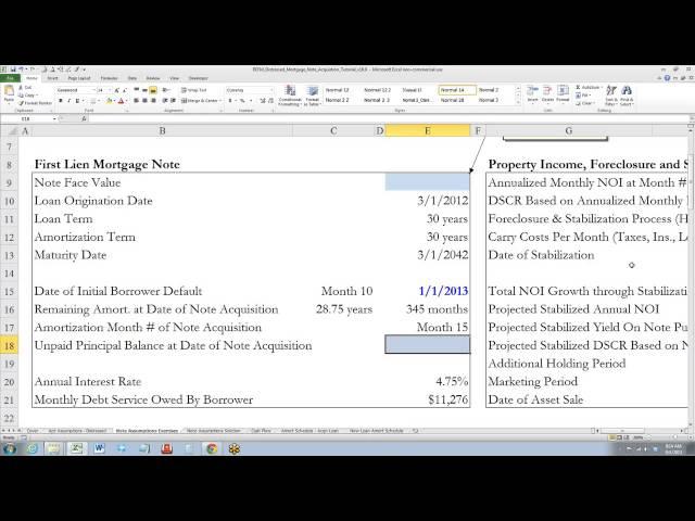 Distressed Mortgage Note Acquisition Modeling Sample