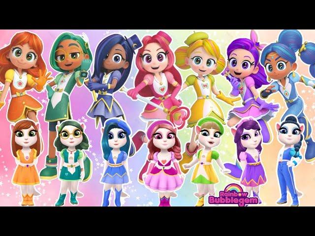  Rainbow Bubblegum  My Talking Angela 2  makeover // Purple Star  Green Leaf  // Cosplay