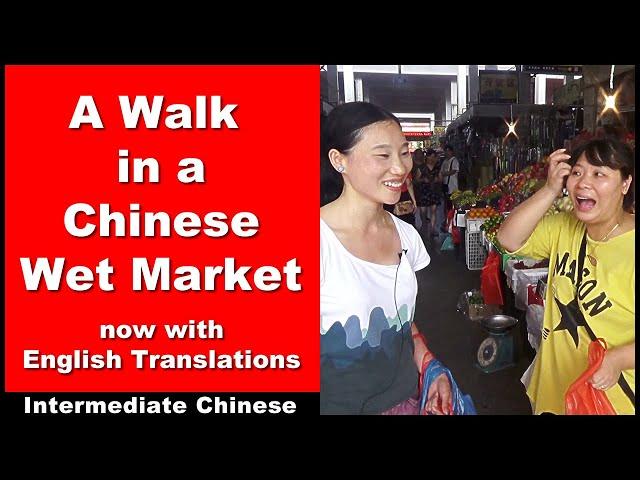 A Walk in a Chinese Wet Market - w/ English Subtitles - Intermediate Chinese - Chinese Conversation