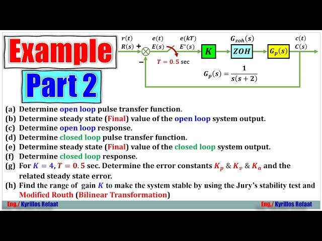 General Example Part 2: Steady State Error & Stability Test (Range of Gain 𝑲) | Midterm 2023 Part 2