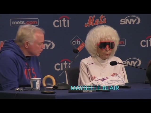 MAYBELLE BLAIR of ALL AMERICAN GIRLS PRO BASEBALL LEAGUE is HONORED by NY YORK METS