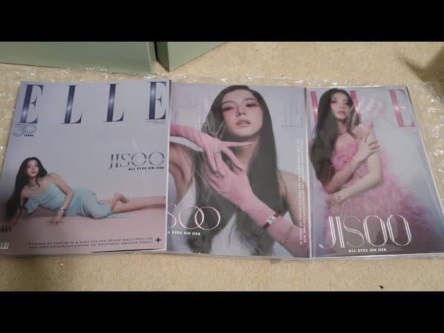 BLACKPINK JISOO ELLE SINGAPORE COVER A,B,C + WONYOUNG PC UNBOXING/REVIEW