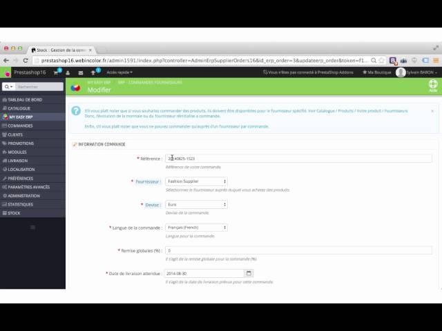 Démonstration du module My Easy ERP pour Prestashop