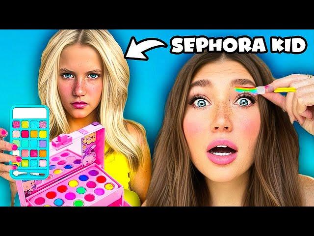 Only using REAL 10YR OLD MAKEUP! *sephora kid not happy*