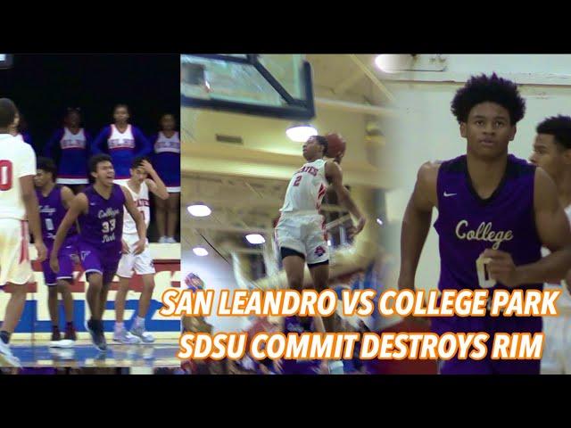 San Leandro vs College Park | SDSU Commit Keshad Johnson Put on a Show & Hits Head on Backboard 