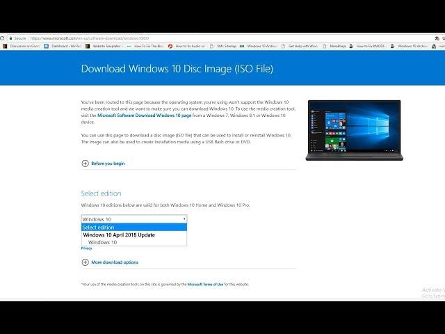 How to Download windows 10 ISO Direct from Microsoft website !!!