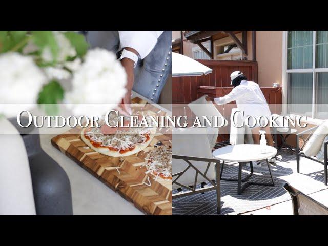 Tidying Up The Patio | Outdoor Cook With Me | Making Low Carb Pizza