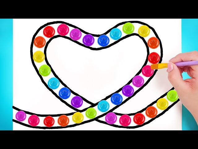 Moonlit Landscape in a Heart Frame  Easy Art Hacks || Draw Like a Pro