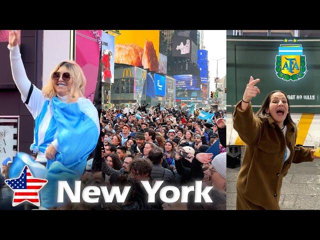  ARGENTINA FANS GO CRAZY IN TIMES SQUARE  WORLD CUP CELEBRATIONS New York 2022