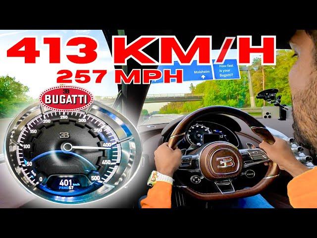 GERMAN drives 413 kph (257 mph) on AUTOBAHN  with Bugatti Chiron by Omid Mouazzen