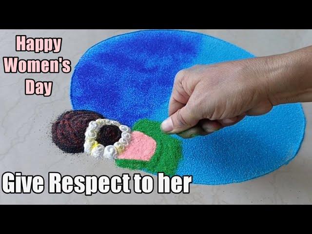 Women's day special Beautiful rangoli design | 8 March rangoli | Women's day rangoli | Rangoli kolam